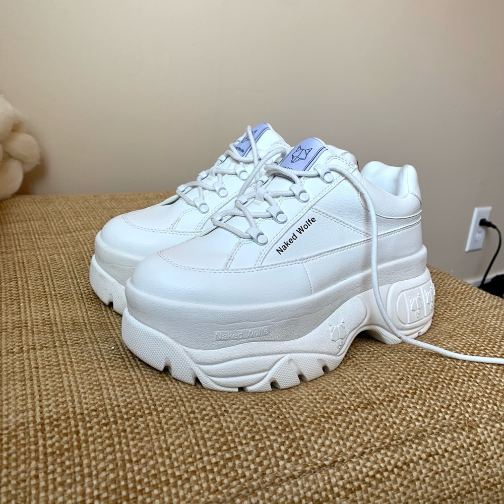 Naked Wolfe SPORTY WHITE VEGAN LEATHER sneakers